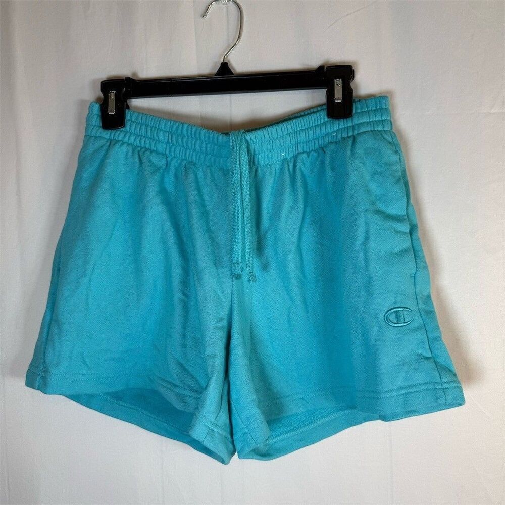 Champion Sweat Shorts Womens Size S Aqua Blue Drawstring Pockets
